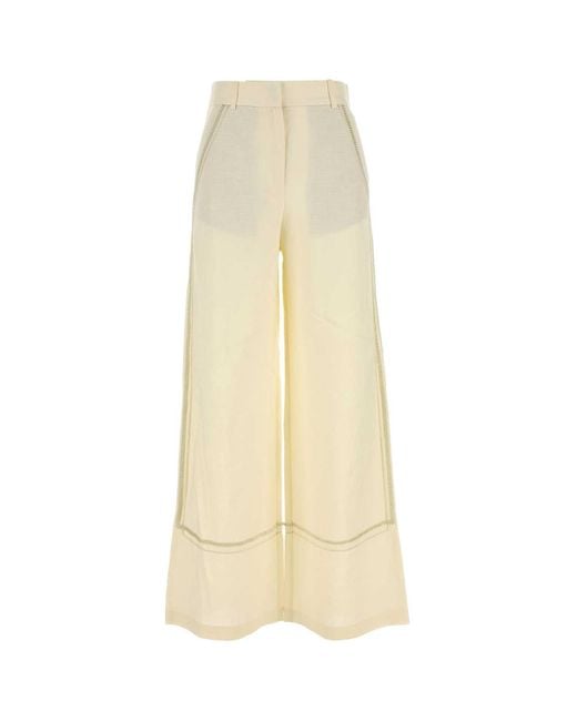 Camilla & Marc White Cream Linen Blend Fortuna Wide Leg Pant