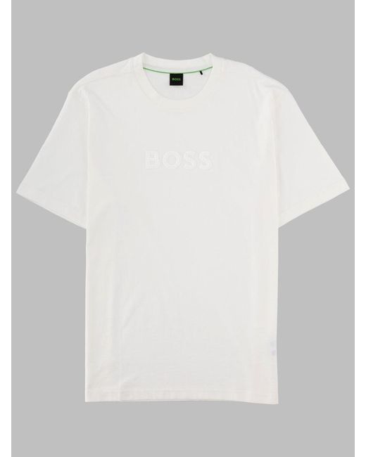 Boss White T Shirt "Terrace" Con Logo