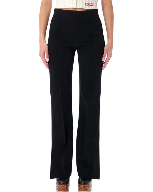 Chloé Black Herringbone Cotton Tailored Trousers