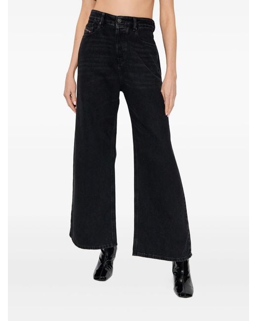 DIESEL Blue Wide-Leg Jeans With Five Pockets