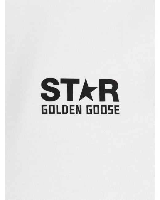 Golden Goose Deluxe Brand White Crewneck T-Shirt With Logo Prints for men