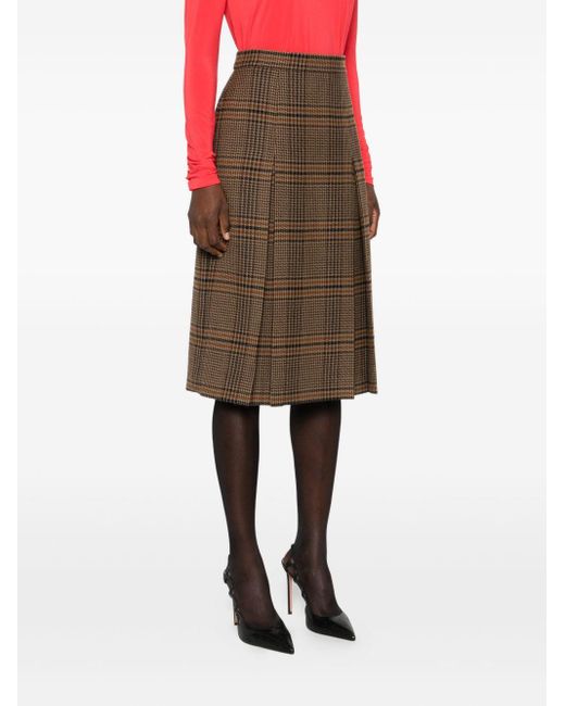 Saint Laurent Brown Wool Cashmere Midi Skirt