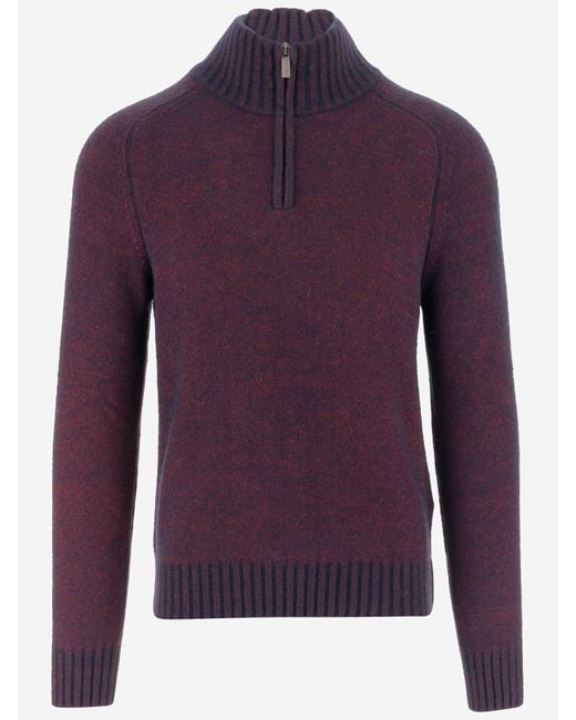 K-Way Wollmischpullover mit Reißverschluss am Hals in Purple für Herren