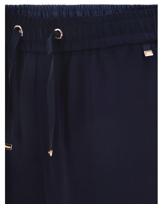 Herno Blue Flowing Wide-Leg Trousers With Drawstring