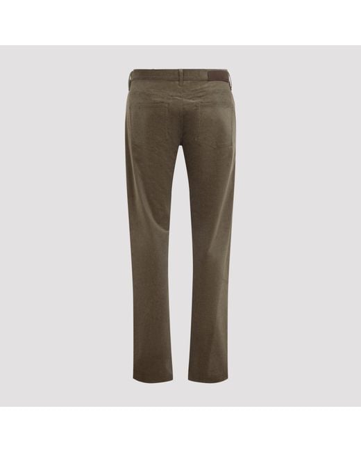 Giorgio Armani Green 5-Pocket Cotton Cashmere Pants With Stretch for men
