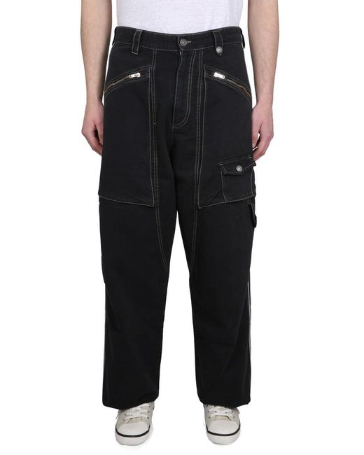 Isabel Marant Black Stylish Parker Pants With Button Closure for men