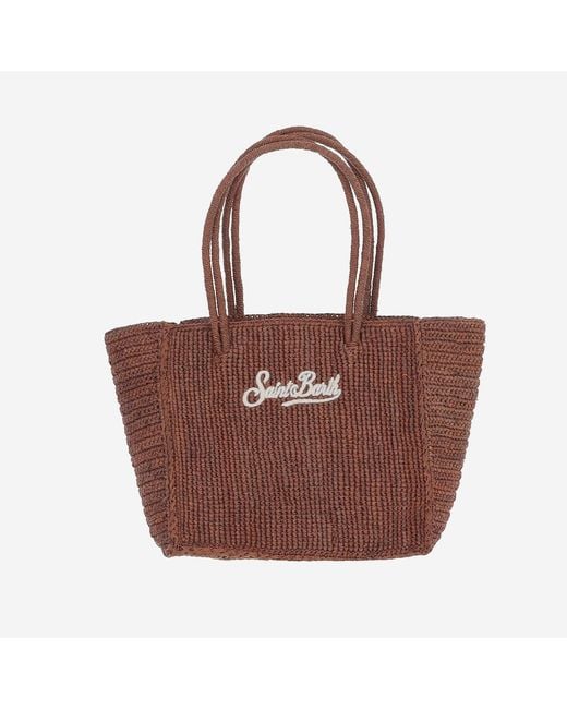 Mc2 Saint Barth Red Rafiya Handbag With Logo