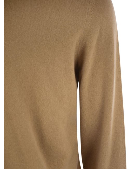 Fedeli Brown Argentina Baby Cashmere Crew Neck Sweater for men