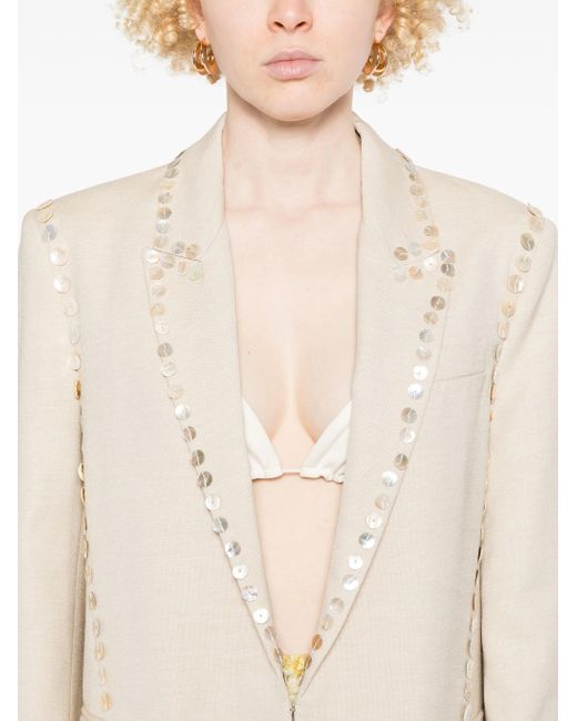 Forte_forte Natural Viscose Wool Slub Pearl Embroidered Jacket Clothing