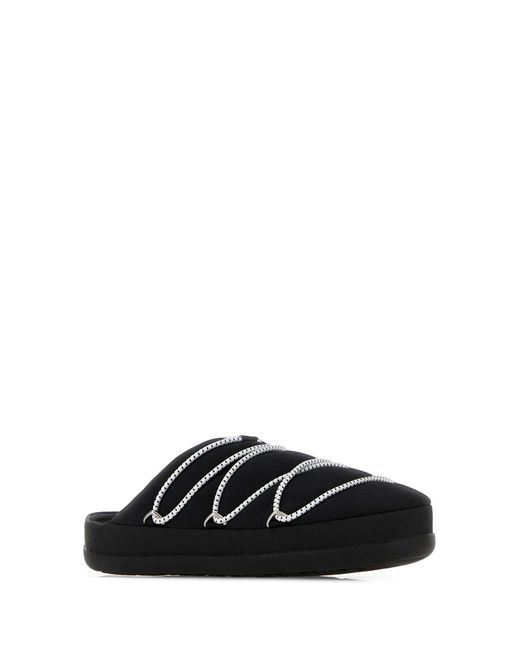 Moon Boot Black Fabric Slippers