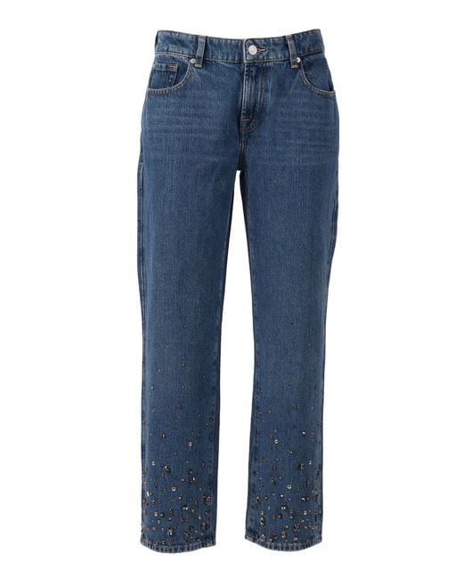 7 For All Mankind Blue Calie Straight Ankle Dance With Crystals & Studs