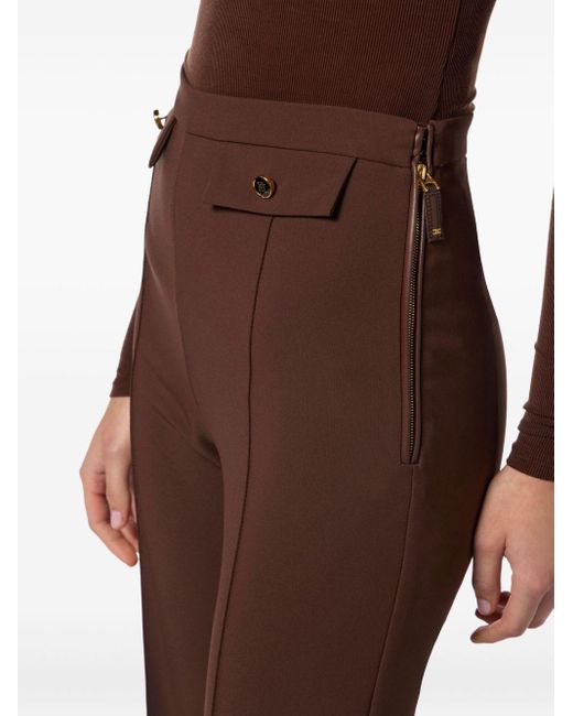 Elisabetta Franchi Brown Schlaghose mit Knopfdetail