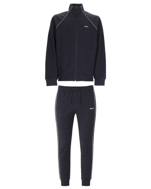 Boss Blue Set Tracksuit Con Logo for men