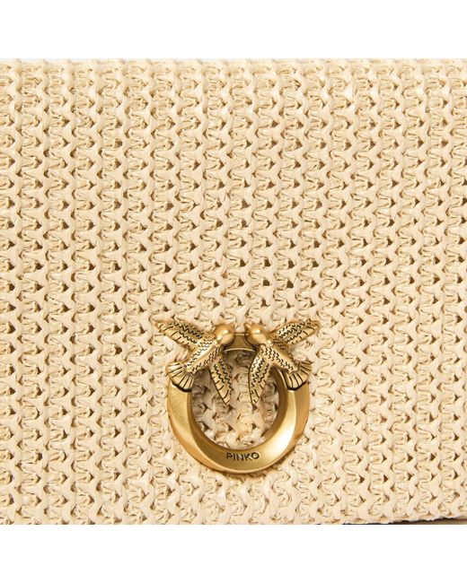 Pinko Natural Shoulder Bag Raffia