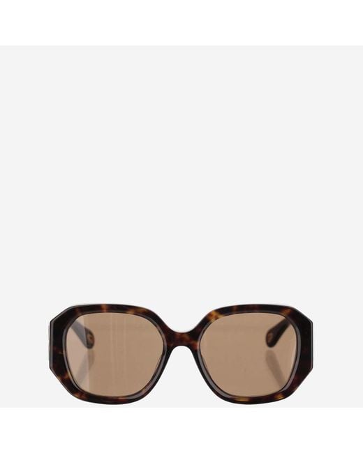 Chloe Logo Tortoiseshell Sunglasses in Brown Lyst UK