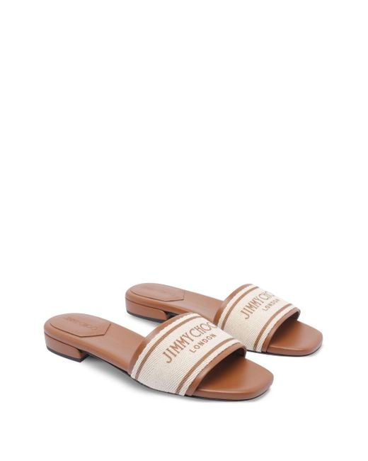 Jimmy Choo Pink Joa Flat Canvas Flat Sandals