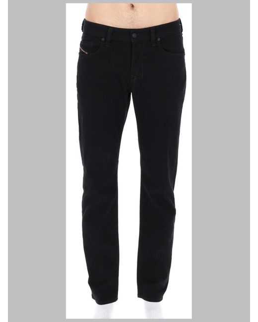 DIESEL Black Straight Mid Rise Jeans for men