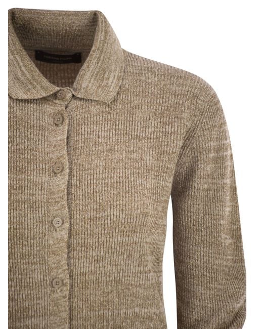 Fabiana Filippi Natural Shirt Collar Jumper With Buttons