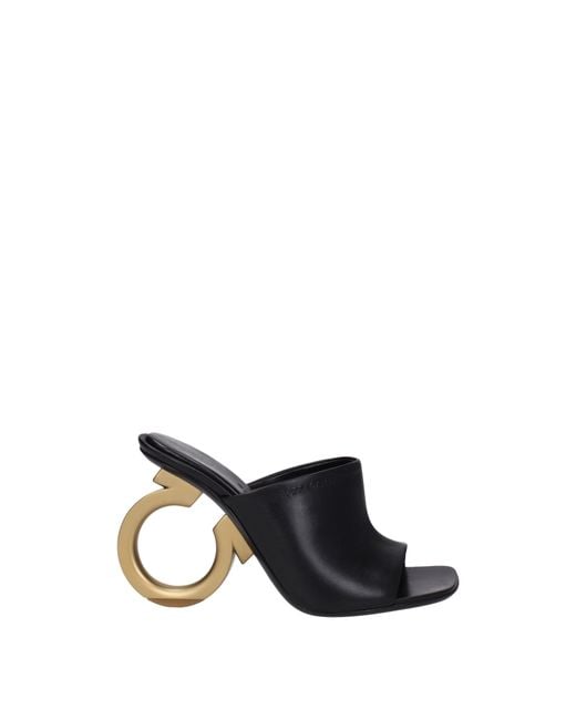Ferragamo Black Sandali Astro Donna Pelle Nero