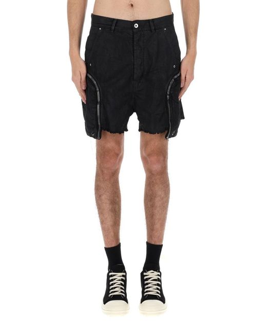 Rick Owens Black Solid Shorts for men