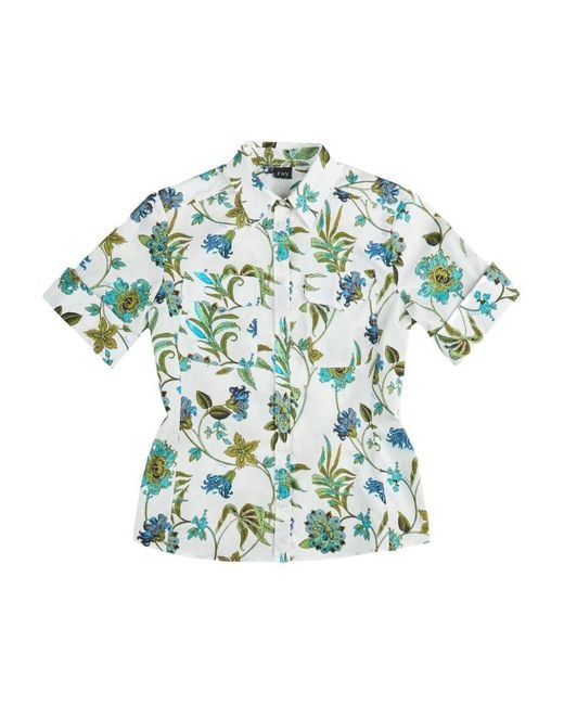 Fay Green Printed Cotton Shirt