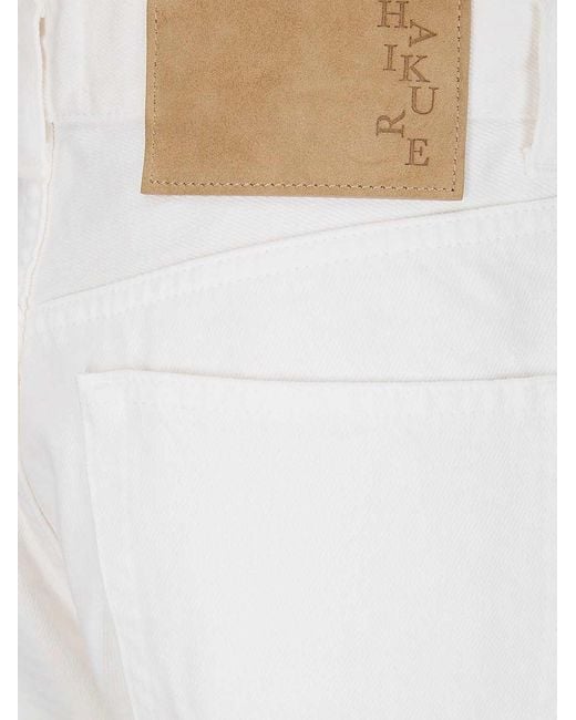 Haikure White Jeans With Logo Patch