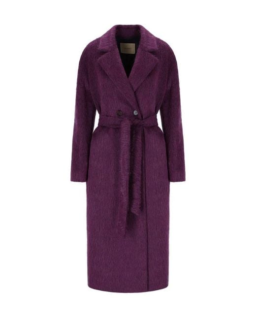 Twinset Purple Belted Coat