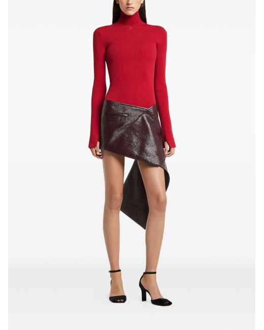 Courreges Asymmetrische Mini-Rok Met Vlakken in het Purple