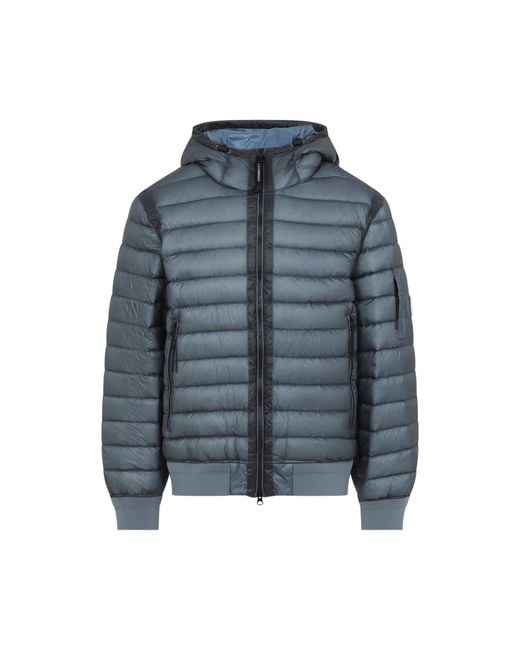 C P Company Blue Hooded Lens Down Jacket for men