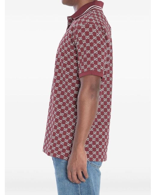 Gucci Red Gg Cotton Polo Shirt