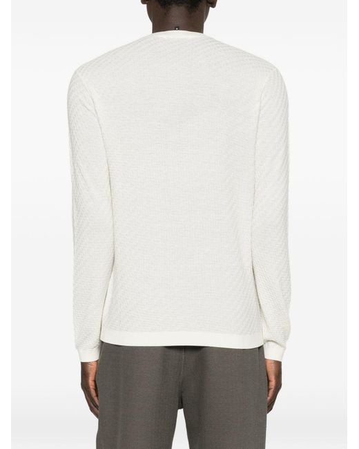 Emporio Armani White Wool Crewneck Sweater for men