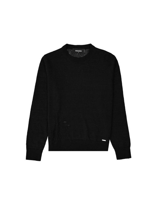 DSquared² Black Ripped Effect Sweater for men