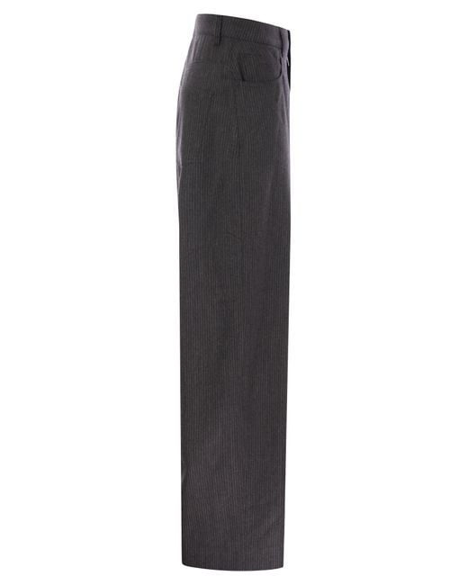 Fabiana Filippi Gray 5-Pocket Virgin Wool Pinstripe Trousers