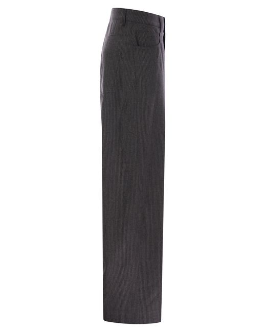 Fabiana Filippi 5 Pocket Virgin Wool Pinstripe Broek in het Gray