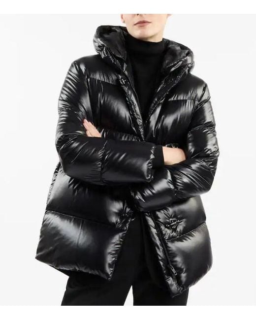 Fay Black Down Jacket With Hooks