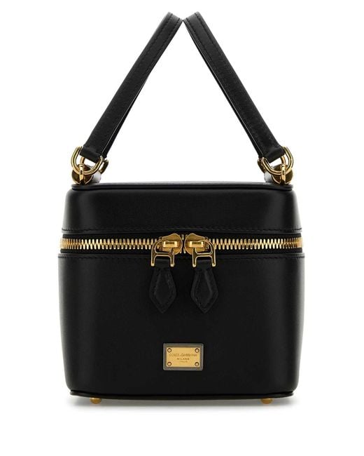 Dolce & Gabbana Black Leather Sicily Cube Handbag