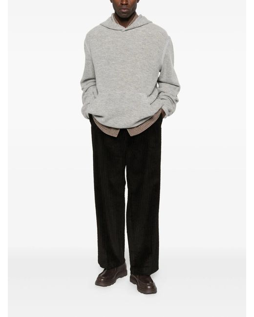 1989 STUDIO Gray Cut Knit Hoodie for men