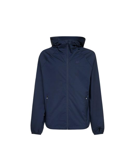 KENZO Blue K-tiger Hooded Windbreaker Jacket for men