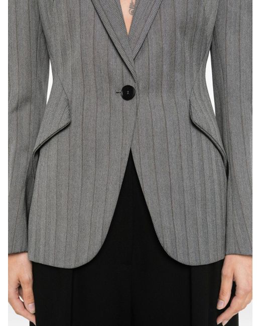 Alexander McQueen Gray Tailored Blazer With Notched Lapel