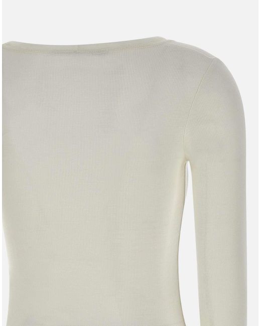 Remain Blijf Witte Trui Viscose Top Met Lange Mouwen in het White