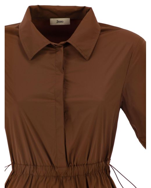 Herno Lichte Stretch Nylon Jurk in het Brown
