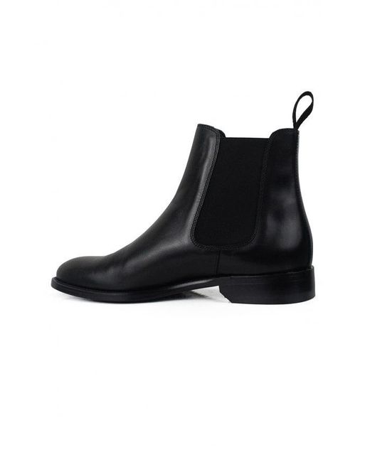 ALBERTO Black Calfskin Leather Chelsea Boots for men