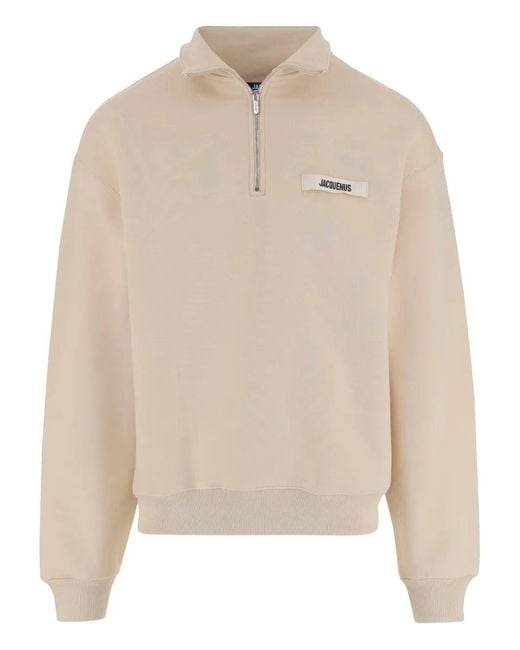 Jacquemus Natural Logo Polo Collar Sweatshirt
