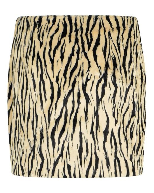 ROTATE BIRGER CHRISTENSEN Black Printed Faux Fur Skirt