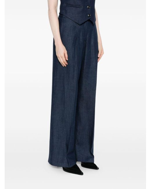 Liu Jo Blue Pleated Front Trousers With High Waist