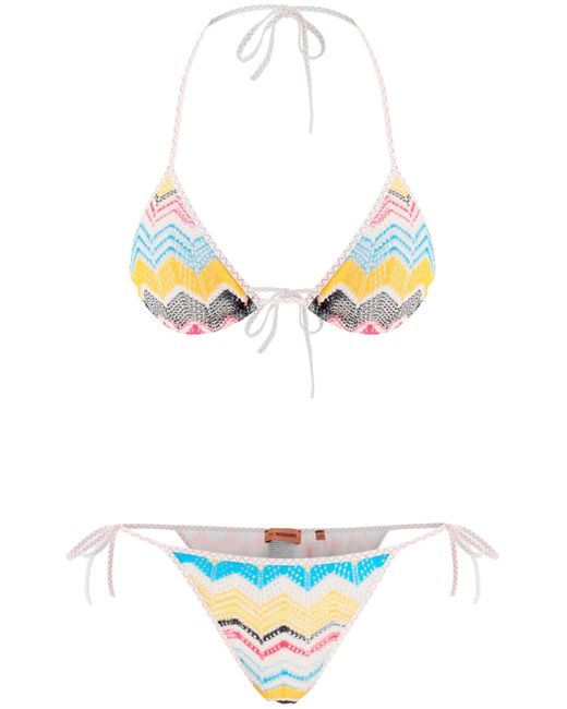 Missoni White Chevron Lightweight Knit Bikini Set