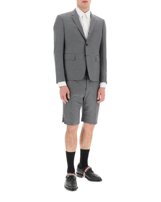 Short en laine de Super 120 avec sangle arrière Thom Browne pour homme en coloris Gray