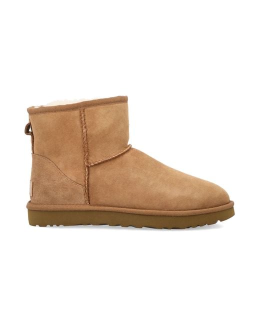 Ugg Brown Classic Mini Ii Suede Boots With Shearling Lining