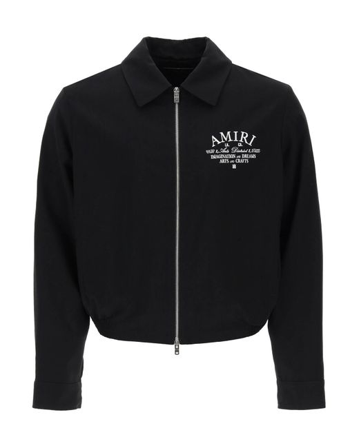 Amiri Black Blouson Jacket With Arts District Embroidery for men
