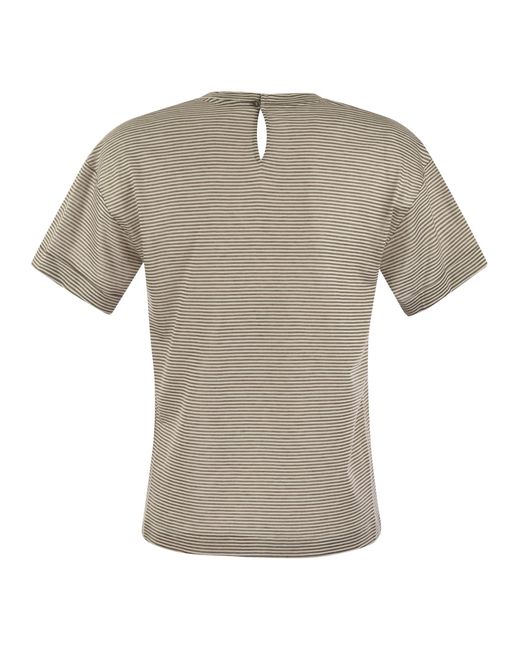 T-shirt en jersey à rayures légères et Punto Luce Peserico en coloris Gray